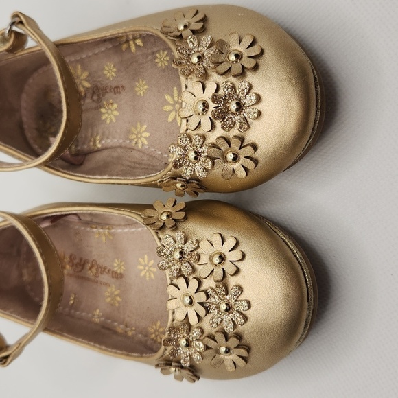 Self Esteem Gold Garden Ballet Flats Ankle Strap Girls Size 6 - Picture 4 of 10